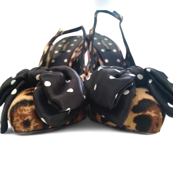 Dolce & Gabbana Polka Dot Leopard Slingback Heels Pumps 40 - Picture 7 of 9